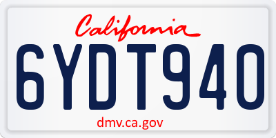 CA license plate 6YDT940