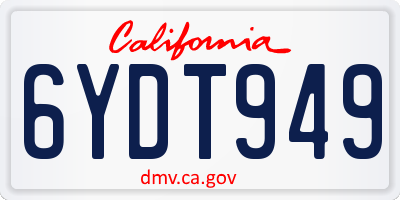 CA license plate 6YDT949