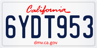 CA license plate 6YDT953
