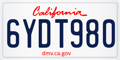 CA license plate 6YDT980