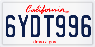 CA license plate 6YDT996
