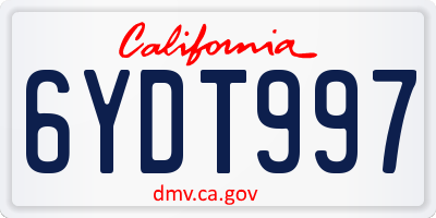 CA license plate 6YDT997