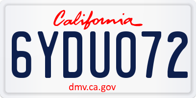 CA license plate 6YDU072