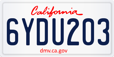 CA license plate 6YDU203