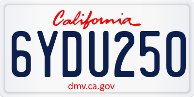 CA license plate 6YDU250