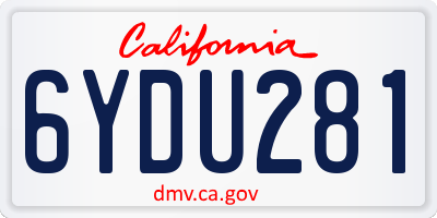 CA license plate 6YDU281