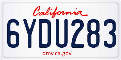 CA license plate 6YDU283