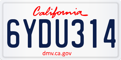 CA license plate 6YDU314