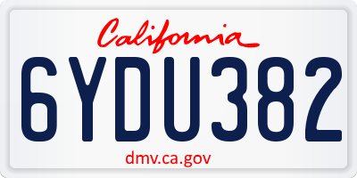 CA license plate 6YDU382