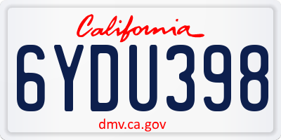 CA license plate 6YDU398