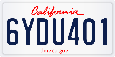 CA license plate 6YDU401