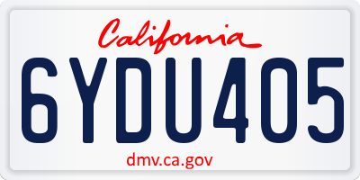 CA license plate 6YDU405