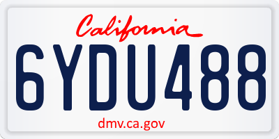 CA license plate 6YDU488