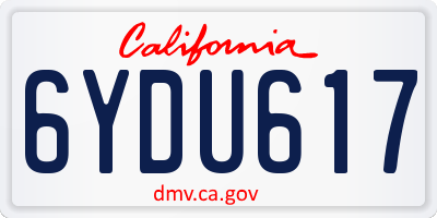 CA license plate 6YDU617