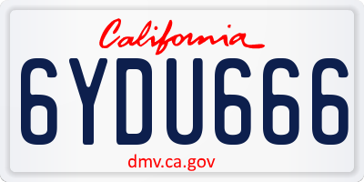 CA license plate 6YDU666