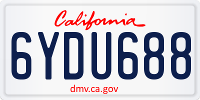 CA license plate 6YDU688