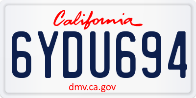 CA license plate 6YDU694