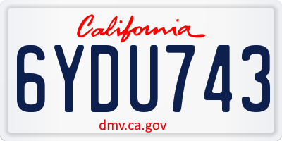 CA license plate 6YDU743