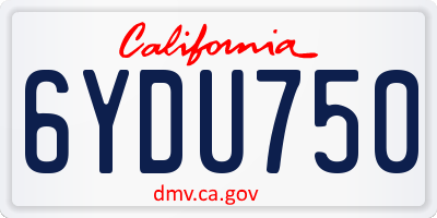 CA license plate 6YDU750