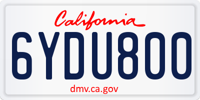 CA license plate 6YDU800