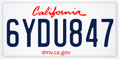 CA license plate 6YDU847