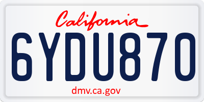 CA license plate 6YDU870