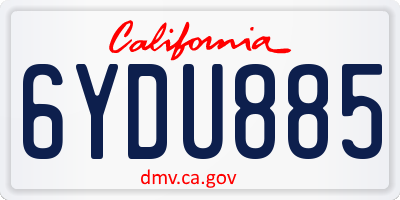 CA license plate 6YDU885