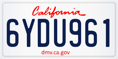 CA license plate 6YDU961
