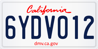 CA license plate 6YDV012