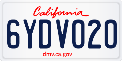 CA license plate 6YDV020