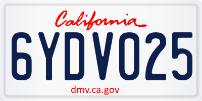 CA license plate 6YDV025