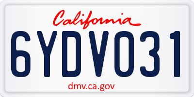 CA license plate 6YDV031