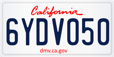 CA license plate 6YDV050