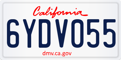CA license plate 6YDV055