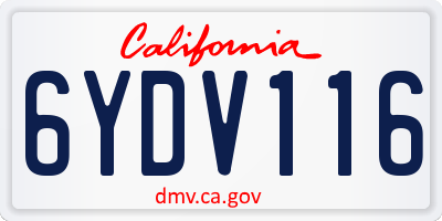 CA license plate 6YDV116