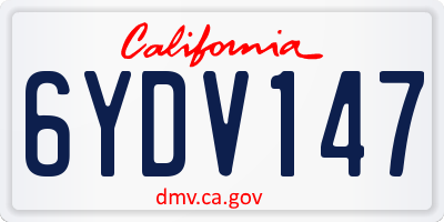 CA license plate 6YDV147