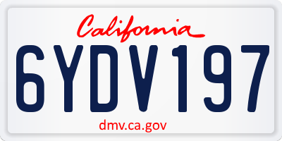 CA license plate 6YDV197