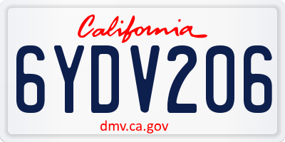 CA license plate 6YDV206