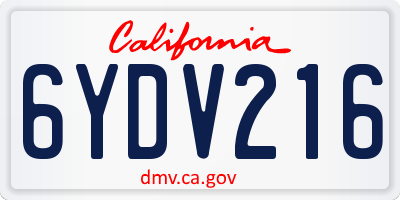 CA license plate 6YDV216