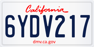 CA license plate 6YDV217