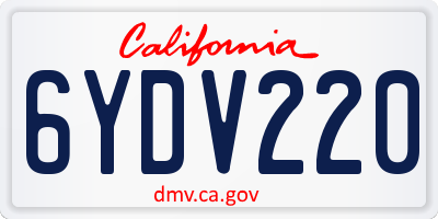 CA license plate 6YDV220