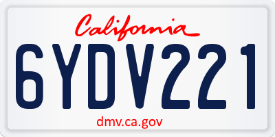 CA license plate 6YDV221