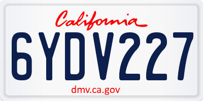CA license plate 6YDV227