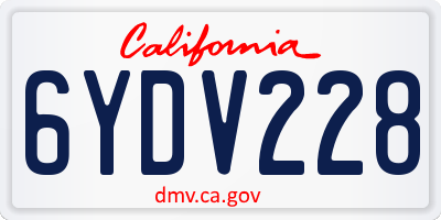 CA license plate 6YDV228