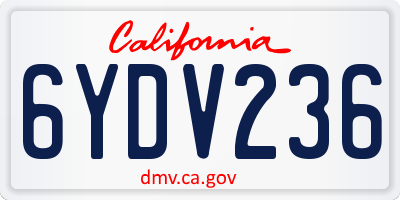 CA license plate 6YDV236