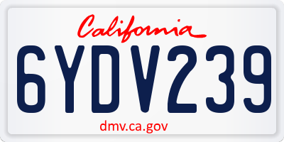 CA license plate 6YDV239