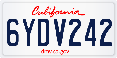 CA license plate 6YDV242