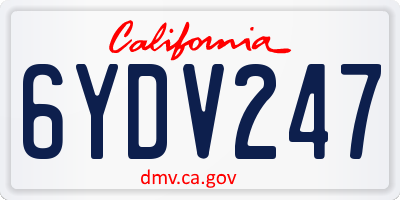 CA license plate 6YDV247