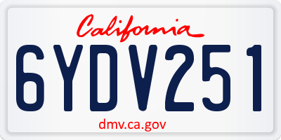 CA license plate 6YDV251