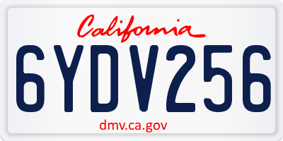 CA license plate 6YDV256